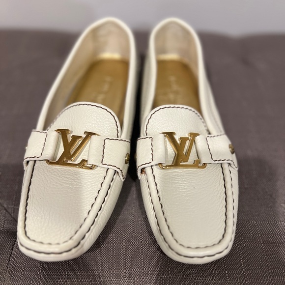 Louis Vuitton Shoes - NWOT Louis Vuitton Women's Monte Carlo White Leather Loafers- Size 36.5